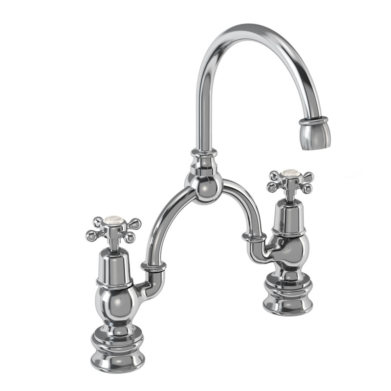 Claremont Medici Regent 2 tap hole arch mixer with curved spout (230mm centres)